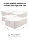 Set of 4 White Gray Striped Base Six Organizer Bags