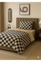 Uykuli̇fe Chess Beige Pattern Modern Single Bedding Set