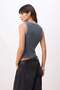 Anthracite Fitted Bird Eye Detailed Knitted Tank Top Corded Fabric Stretchy Twoss26Al00061 - 6