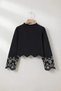 Black Embroidered Cropped V-Neck Tie-Detail Cotton Pcs Shirt Tdrss26Go00034 - 2