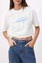 Ecru Slogan Boxy Low Sleeve Short Sleeve 100% Cotton Knitted T-Shirt Twoss26Ts00189 - 3
