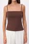 Brown Fitted/Body-Fitting Strapless Thin Strap Sleeveless Cotton Ribbed Knitted Undershirt Twoss26Al00033 - 3