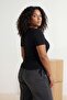 Black Square Neck Gathered Camisole Knitted Plus Size Blouse Tbbss26Af00047 - 2