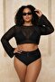 Black High Waist Gold Accented Plus Size Bikini Bottom Tbbss26Cr00002 - 2
