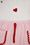 Beyaz-Pembe Ekoseli Kalpli Şerit Detaylı Örme Pijama Takımı TBBSS26AI00071 - 10