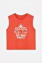 Red Relaxed Fit Printed Sleeveless Knitted Oversize T-Shirt Tbbss26Bf00019 - 4