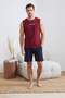 Burgundy Regular/Normal Cut Printed Cotton Athlete-Shorts Pajama Set Tmnss26Pt00045 - 3