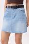 Premium Açık Mavi Özel Kumaş Kemerli Az Esnek Mini Denim Etek TWOSS26ET00097 - 3