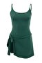 Emerald Green Tie-Detail Square Collar Covered Skirt Swimsuit Tbess25Ma00051 - 5