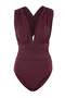 Plum Draped Leather N V-Neck Covered Regular Swimsuit Tbess20Ma0294 - 4