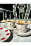 Baby Confetti Red Real Gold Gilded Polka Dot 4 Piece 2 Person Porcelain Coffee Cup Set - 6