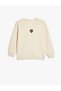Organic Cotton Oversize Sweatshirt Tiger Embroidered Long Sleeve Crew Neck
