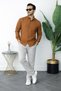 Men's Brown Sofia Linen Oversized Long Sleeve Shirt - 2