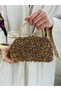 Crystal Cast Rose Stone Scholarship Women's Handbag and Long Chain Strap Evening Dress Bag - 4
