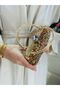 Crystal Cast Rose Stone Scholarship Women's Handbag and Long Chain Strap Evening Dress Bag - 7