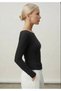 Kayak Neck Need Long Sleeve Black Soft Top / Blouse - 4