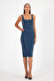 Back Slit Zippered Thick Straps Jeans Dress Denim Dress - 7