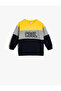 Sweatshirt with Color Contrast and Slogan Print, Long Sleeves