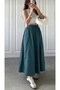 Long Elastic Waist Skirt with Flannel Pockets, Non-See-Through Poplin Fabric Seasonal Skirt (90cm) - 5