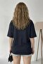 Women's 5-Pack 100% Cotton Soft Textured Oversized Loose Fit Short Sleeve Black Basic T-Shirt - 7