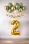 2 Year Old Mold Green Sea Sand and Chrome Gold Balloon Concept Birthday Set