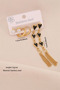 Stainless Steel 3-Piece Earring Set with Gold Stone Studs, Hoop Earrings and Black Heart Chain Pendant - 2