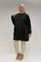 58074 Large Size Ruffle and Stone Detailed Combed Cotton Tunic - Khaki - 5