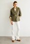 Women's Tied Waist 100% Cotton Jacket Khaki - 3
