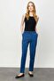 Women's Lace-Up Elastic Waist Jean Trousers Blue - 3