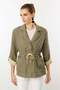 Women's Tied Waist 100% Cotton Jacket Khaki - 5