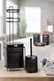 Black Wooden Patterned Luna Square Spare Wc Paper Holder and 6 Piece Bathroom Set - 4