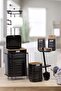Black Wooden Patterned Luna Square Spare Wc Paper Holder and 6 Piece Bathroom Set - 3