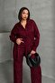 Women's Burgundy Leopard Patterned Satin Suit - 6