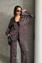 Women's Brown Leopard Patterned Satin Suit - 5