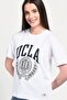 Avalon White Crew Neck Printed 100% Cotton Loose Fit Women's Tshirt