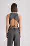 Nagmetah Anthracite Vest Trousers Suit with Back Window - 5