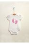 Baby Girl Footprint Gender Reveal Party Printed 100% Cotton Snap Fastener Baby Bodysuit Tank Top Jumpsuit