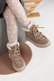 Adia Nubuck Plush Fur Girl's Boots Sand Color - 2