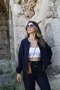 Navy Blue Zippered Jacket Trousers Set - 3