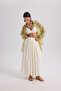 Gabbiano Lace-Up Pleated Ecru Linen Skirt