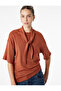 Modal Fabric Short Sleeve Scarf Collar Detail T-Shirt
