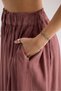 Gabbiano Lace-Up Pleated Light Burgundy Linen Skirt - 9