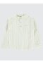 Striped Half-Patched Shirt for 10-13 Years Old - Khaki 13-14 Years Old