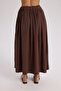 Gabbiano Lace-Up Pleated Brown Linen Skirt - 5