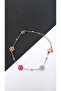 Gold Steel Bracelet with Colorful Flower Figures - 5