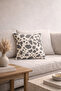 Savanna Giraffe Patterned Bukle Woven Gray Cushion Cover (43X43 cm) - Animal Print Modern