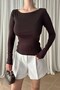 Boat Neck Long Sleeve Top - 4