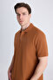 Ds Damat Regular Fit Cinnamon Pique Textured 100% Cotton T-Shirt - 4