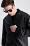 Slim Fit Black Plain Coat - 2