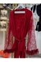 Ece's Luxury Silky Satin Lace Feathered Women's Pajamas Set 2 Piece W2012 - 2